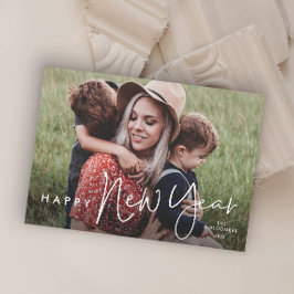 Modern skript - enkelt fotonytt år julkort