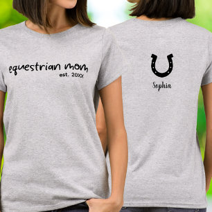 Modern Skript Equestrian Mamma Etablerat År T Shirt