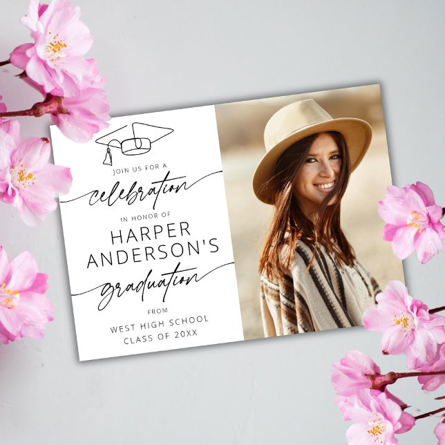 Modern skript examensfirande fest foto  inbjudningar (Skapare uppladdad)