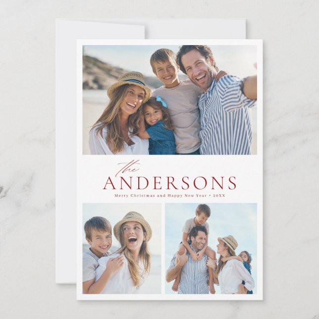 Modern skript familjefoto julkort (Framsida)