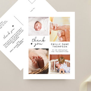 Modern Skript Flerbilder Tack För Baby Shower Vykort