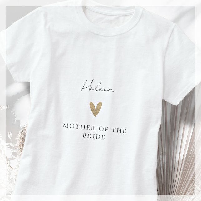 Modern skript för budens mamma Guld Heart T Shirt (Skapare uppladdad)