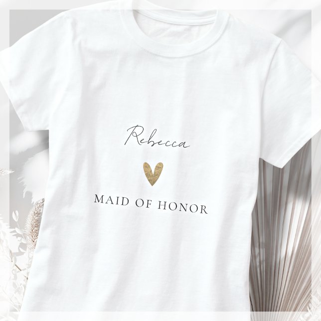 Modern skript för maid of honor Guld Heart T Shirt (Skapare uppladdad)