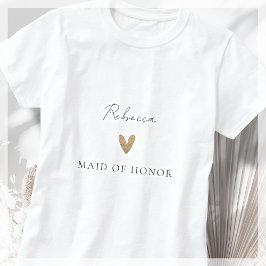 Modern skript för maid of honor Guld Heart T Shirt