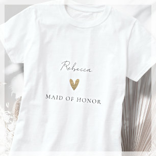 Modern skript för maid of honor Guld Heart T Shirt