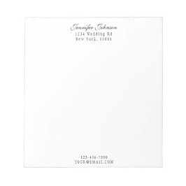 Modern skript för svart elegant Namn & Adress Anteckningsblock