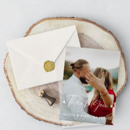 Modern Skript Foto Bröllop Tack  Vykort