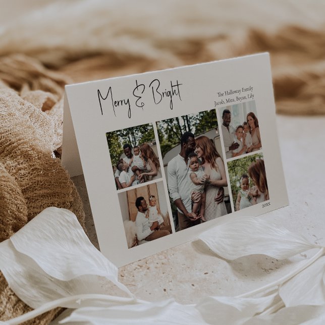 Modern skript God Juln Vikta tre-foto Helgkort (Skapare uppladdad)