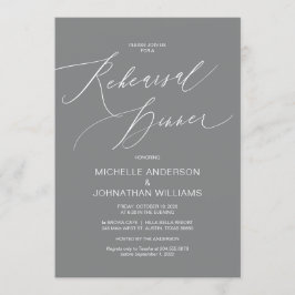 Modern skript, Grått, Bröllop repetitionsmiddag Inbjudningar