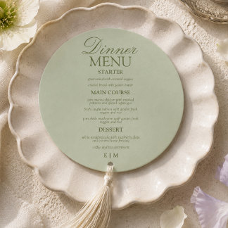 Modern Skript Grön Formal Bröllopsmeny Meny