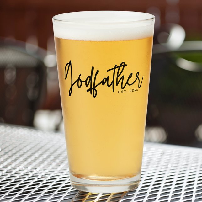 Modern Skript Gudfar Etablert Datum Glas Kopp (Skapare uppladdad)