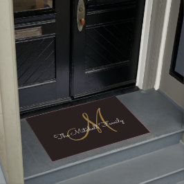 Modern skript Guld Black Monogram-familjen Namn