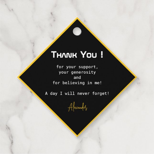 Modern skript Guld Black Studenten Tack Gåvor Etiketter (Framsida)