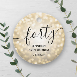 Modern skript Guld Glitter Ljus 40:e födelsedag Gåvor Etiketter