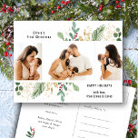 Modern skript Guld Greenery Baby Första jul Helg Vykort<br><div class="desc">Modern Guld Greenery Baby första julkort Helgdag. Skicka helgdag varmt önskemål och hälsning till dina kära med den här eleganten, chicen och de tre (3) Photo Collage Helgdag Card med anpassningsbar "(Baby Namn)'s 1st jul" och "GLAD HELG" i modern typografi med vacker vattenfärg och guld-löv ramar. Önska er alla ett...</div>