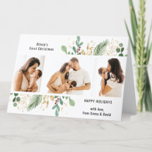 Modern skript Guld Greenery Baby Första jul