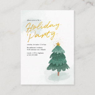 Modern skript Guld Julgran Julfest Visitkort