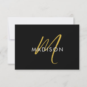 Modern skript Guld Monogram Initialer - minimalt Anteckningskort