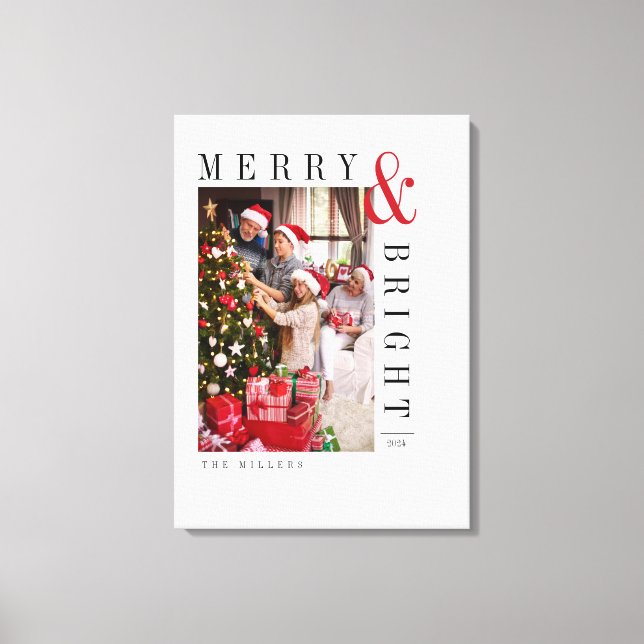 Modern skript-Helgdag för familjejulfotkort Canvastryck (Framsida)