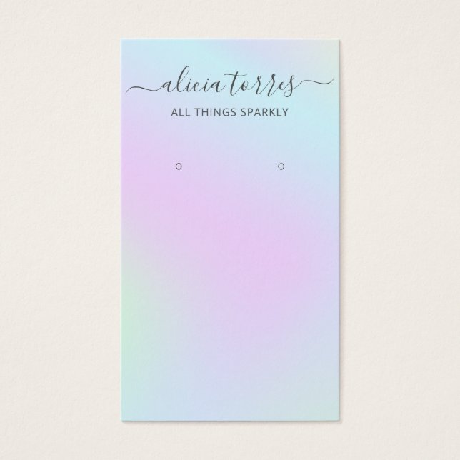 Modern skript HoloGraph Earring Holder Card Visitkort (Framsidan)