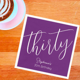 Modern skript, hösten Lila 30års födelsedag Pappersservett