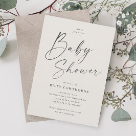 Modern skript Könsneutral baby shower Inbjudningar