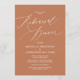 Modern skript, koppar, Bröllop Rehearsal-middag Inbjudningar