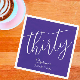 Modern skript Lila 30års födelsedag Party Pappersservett