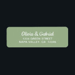 Modern skript. Ljust grönt Bröllop Returadressen Returadress Etikett<br><div class="desc">Snyggtens vita skript. Minimalistisk enkel returadressetikett för Ljust grönt Bröllop. Lägg enkelt till ditt eget namn och adress.</div>