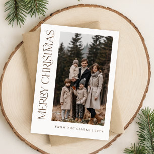 Modern skript Lodrät två fotofamilj jul Julkort
