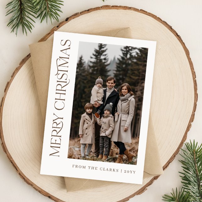 Modern skript Lodrät två fotofamilj jul Julkort (Skapare uppladdad)