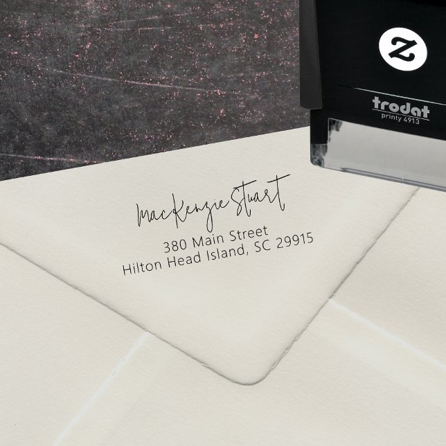 Modern, skript med minimal Returadress Självfärgande Stämpel (Skapare uppladdad)