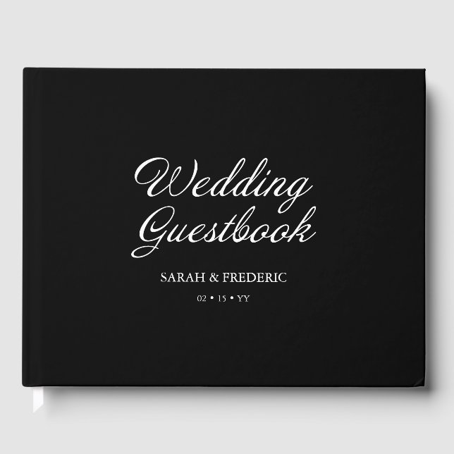Modern skript, minimal kalligrafi, svart Bröllop Gästböcker (Framsida)