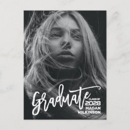 Modern skript, minimalistisk Fullt Photo Studenten Inbjudan Vykort