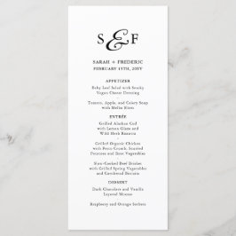 Modern skript - minimalistisk monogram vit Bröllop Meny