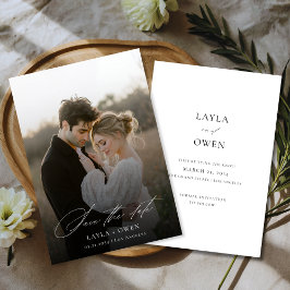 Modern skript - minimalistisk Rustic Boho Bröllop- Spara Datumet