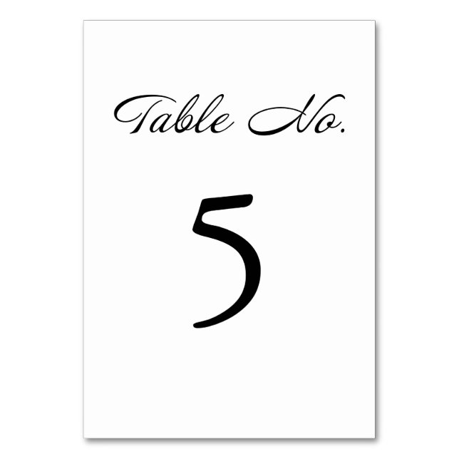 Modern skript - minimalistisk vit Bröllop Bordsnummer (Framsidan)