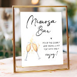 Modern skript | Möhippa Brunch Mimosa Pub Sign Poster<br><div class="desc">Minimalistisk Elegant,  Modern Black & White Färg-kontrast för din möhippa brunch.</div>