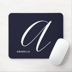 Modern skript Monogram Brev A marblå marblå Musmatta