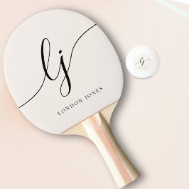 Modern skript Monogram Namn Girly Feminine Minimal Pingisracket