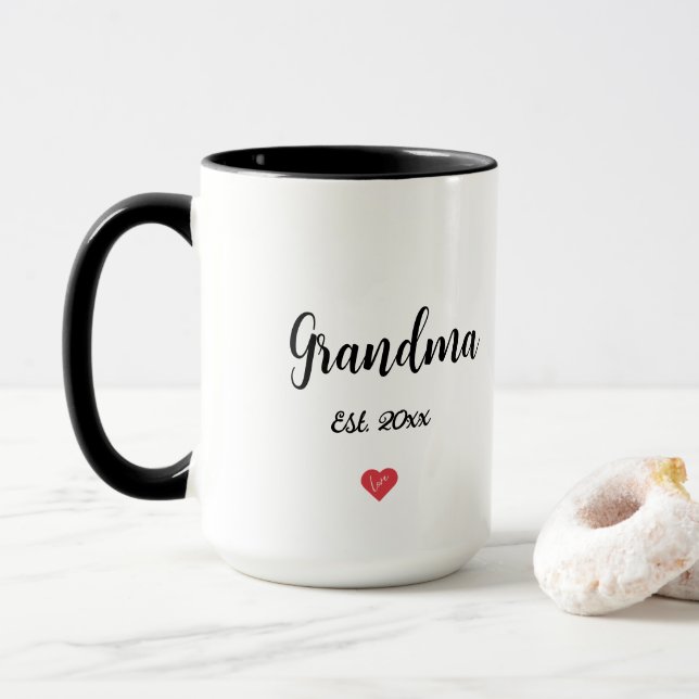 Modern Skript Mormor År Hjärta 2 Tonad Mugg (Med munk)