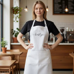 Modern skript Namn Gift för hennes Personlig Förkläde<br><div class="desc">Ge dina flickor en personlig apron som en gåva till helgdagarna,  födelsedagarna eller flickorna helg. Den här tankfulla plattan kan användas av kock,  trädgårdsmästare,  konstnärer,  kolorist och bagare i gruppen. Wow dem med en minnesvärd gåva.</div>