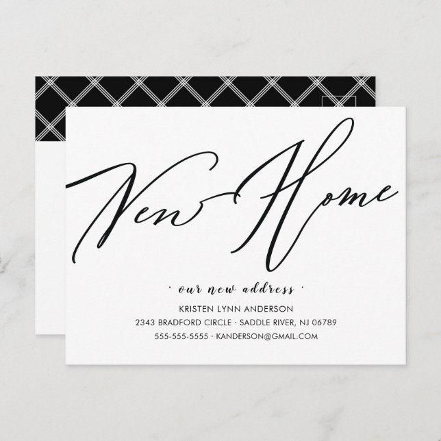 Modern skript Nytt hemmeddelande om Flytta Postca Vykort (Fram/baksida)