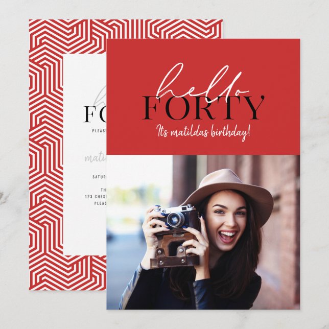 Modern skript och geometrisk 40-årsfoto (Fram/baksida)