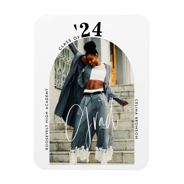 Modern skript Photo 2024 Minimalist Studenten Magnet (Vertikal)