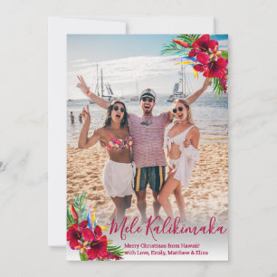 Modern skript Photo Mele Kalikimaka jul Julkort