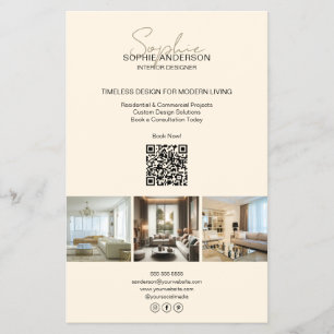 Modern skript Photo QR Cream Professionell Busines Flygblad