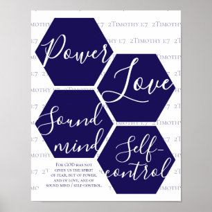 Modern skript POWER LOVE SUND SJÄL Kristen Poster