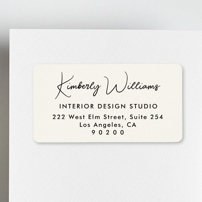 Modern skript professionell affär returadress adressetikett (Modern Script Professional Business Return Address Label)