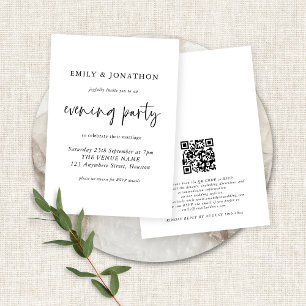 Modern skript QR-kod Bröllop Evening Party Invita Inbjudningar